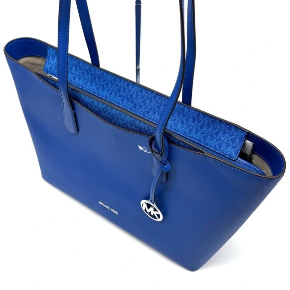 Michael Kors Arden Large Leather Tote Bag Galaxy Blue - Picture 4 of 10